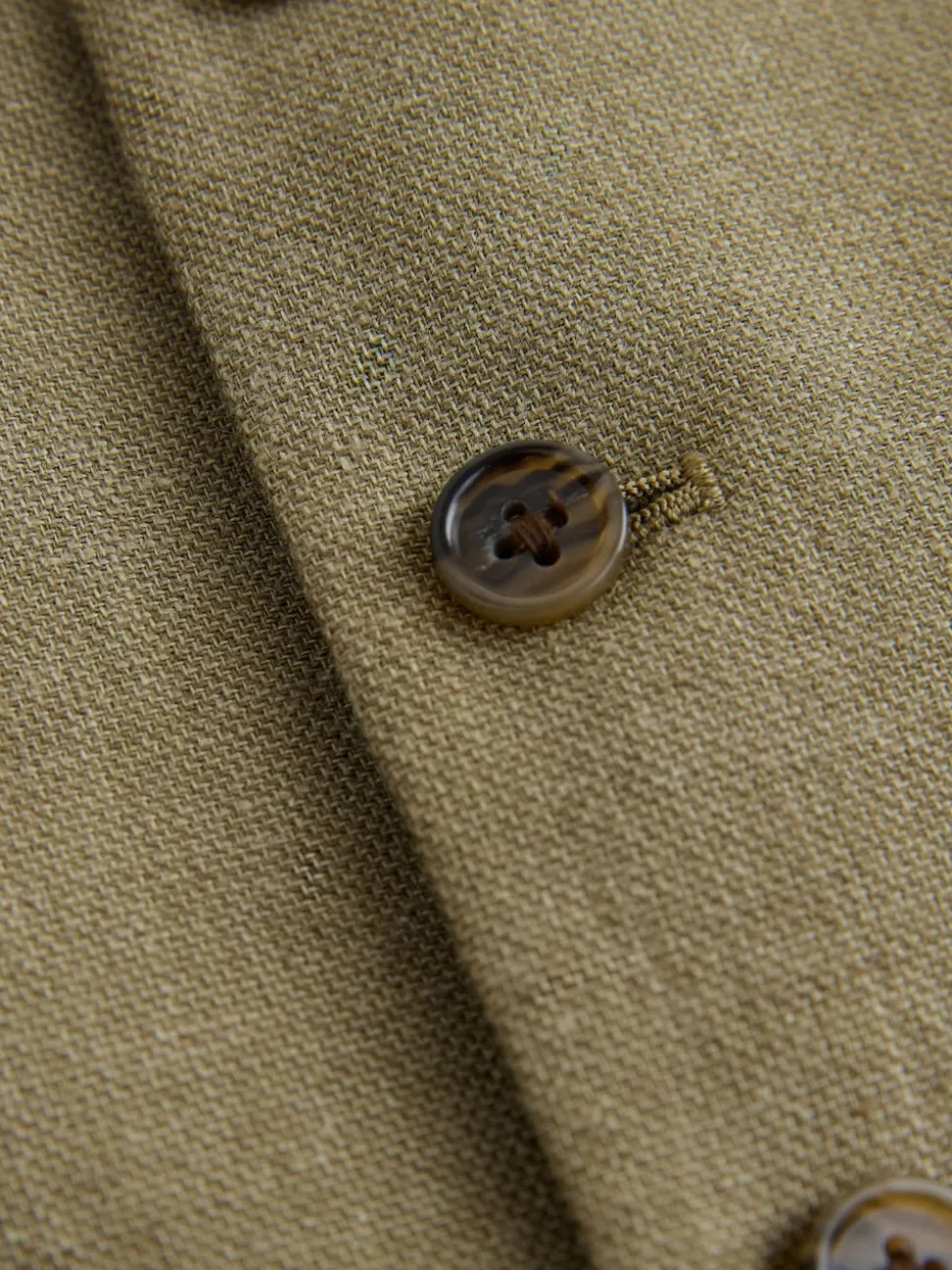 Green Linen Blend Texture Suit Waistcoat