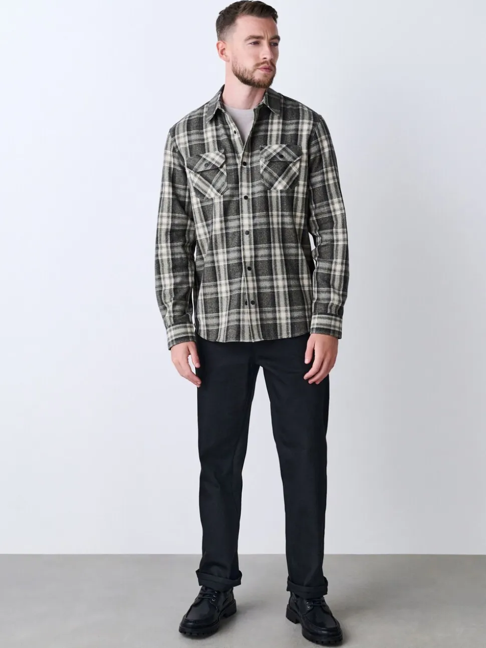 Green Long Sleeve Check Shirt