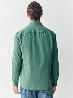 Green Long Sleeve Garment Dyed Oxford Shirt