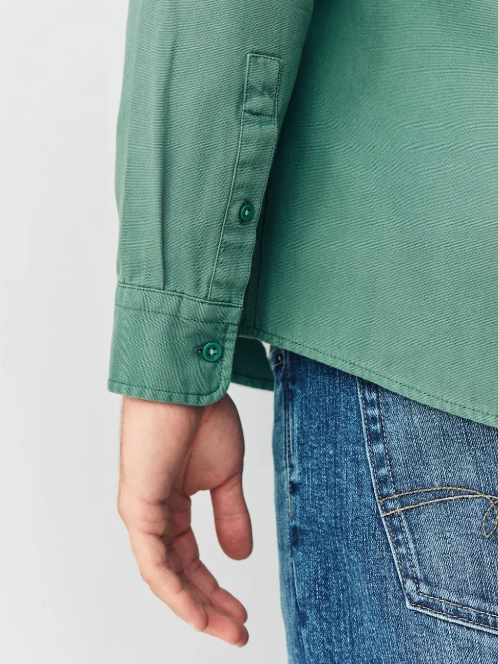 Green Long Sleeve Garment Dyed Oxford Shirt