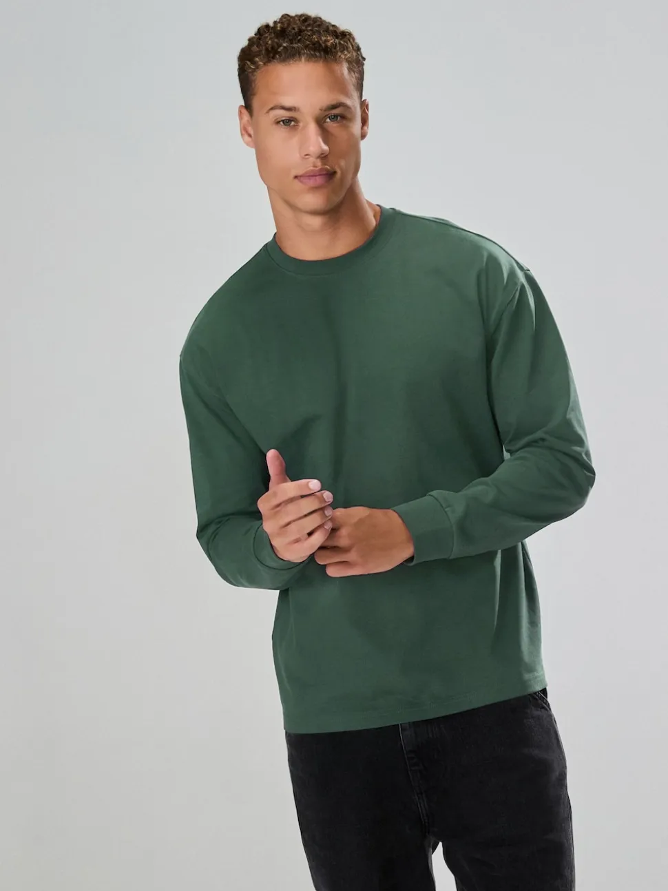 Green Long Sleeve Relaxed Fit Heavyweight T-Shirt