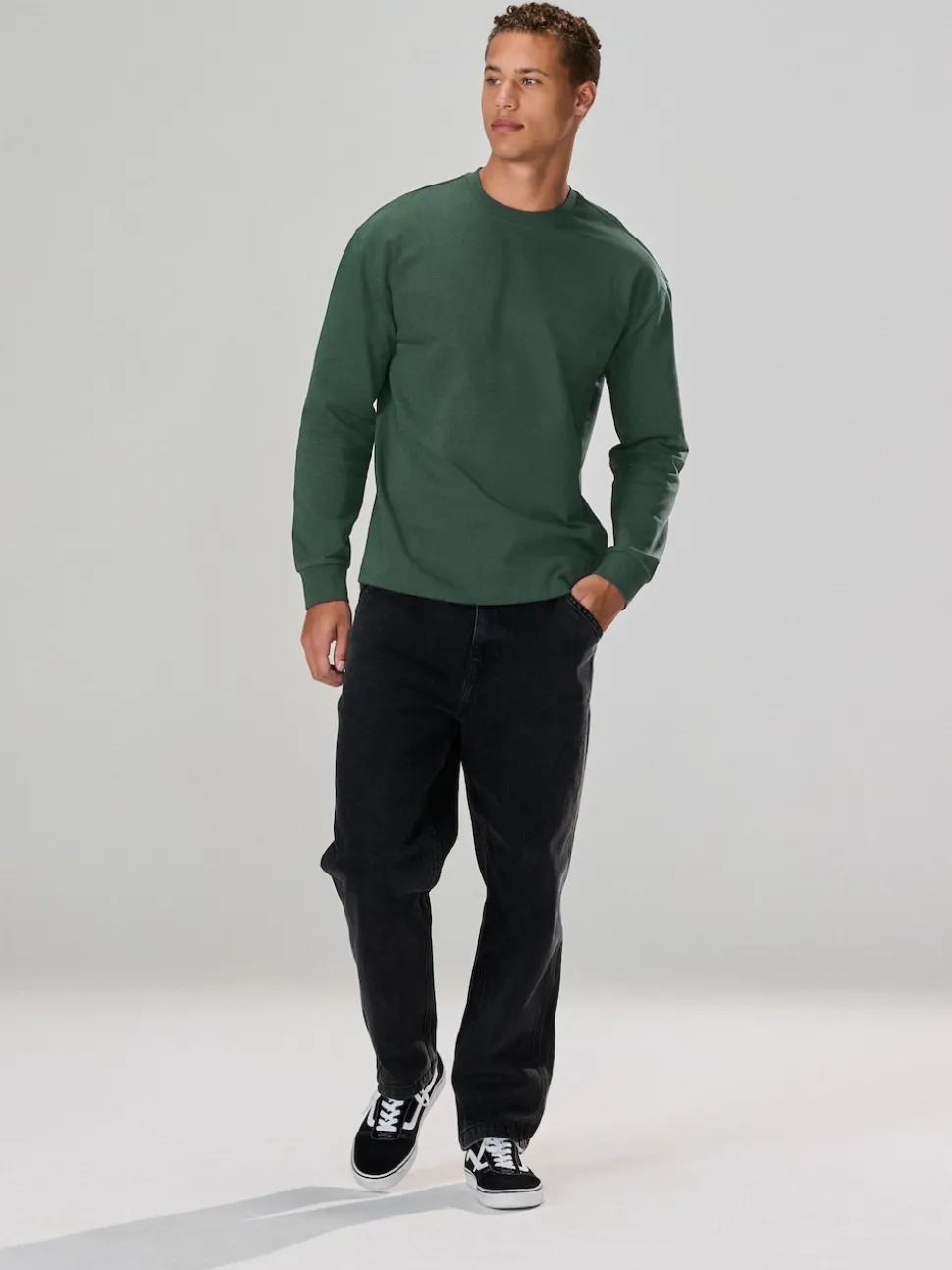 Green Long Sleeve Relaxed Fit Heavyweight T-Shirt