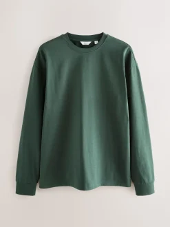 Green Long Sleeve Relaxed Fit Heavyweight T-Shirt