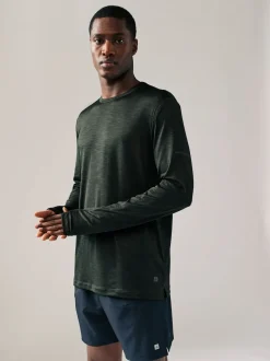Green Long Sleeve Tee Active Gym Training Top