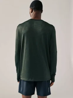 Green Long Sleeve Tee Active Gym Training Top