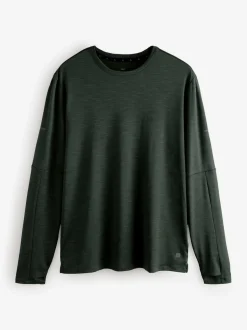 Green Long Sleeve Tee Active Gym Training Top