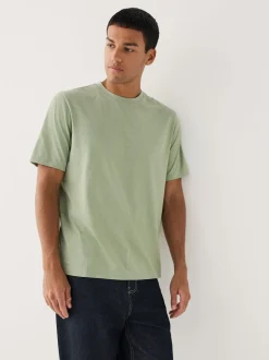Green Marl Regular Fit Essential Crew Neck Cotton T-Shirt