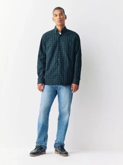 Green Micro Blackwatch Regular Fit Easy Iron Button Down Oxford Shirt