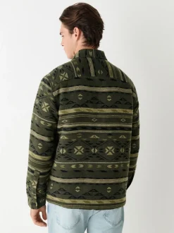 Green Navajo Style Borg Lined Shacket