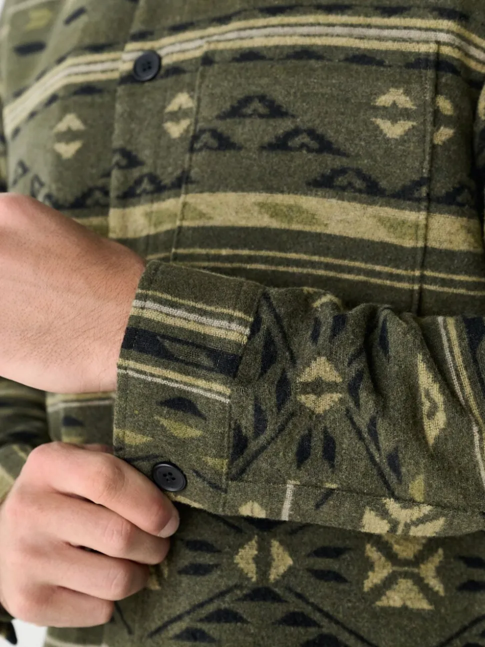 Green Navajo Style Borg Lined Shacket