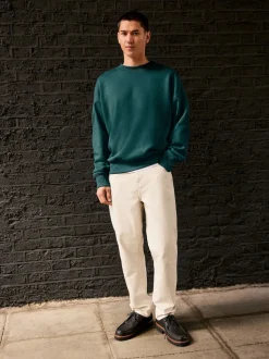 Green Oversized Heavyweight Cotton Rich Crew Neck Sweatshirt