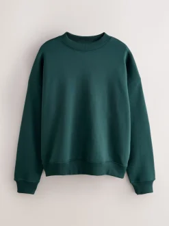 Green Oversized Heavyweight Cotton Rich Crew Neck Sweatshirt