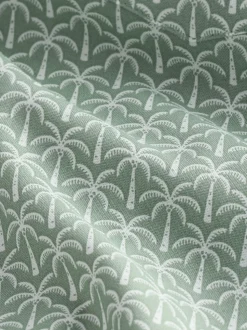Green Palm Print Easy Iron With Short Sleeve Oxford Shirt
