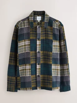 Green Patchwork Style Check Shacket