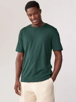 Green Pine Regular Fit Essential Crew Neck Cotton T-Shirt