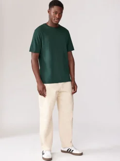 Green Pine Regular Fit Essential Crew Neck Cotton T-Shirt