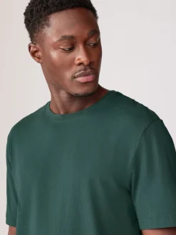Green Pine Regular Fit Essential Crew Neck Cotton T-Shirt