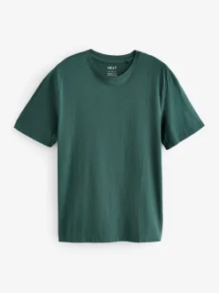 Green Pine Regular Fit Essential Crew Neck Cotton T-Shirt