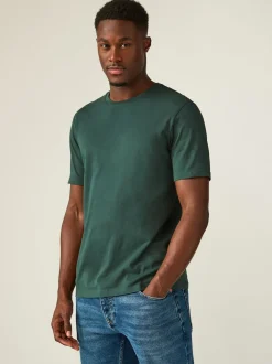 Green Pine Slim Fit Essential Crew Neck Cotton T-Shirt