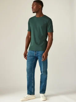 Green Pine Slim Fit Essential Crew Neck Cotton T-Shirt
