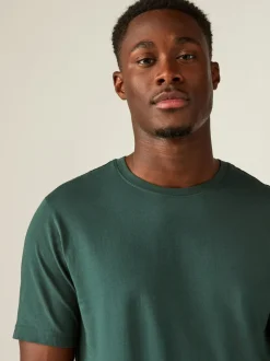 Green Pine Slim Fit Essential Crew Neck Cotton T-Shirt