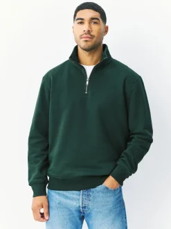 Green Quarter Zip Cotton Rich Jersey Sweatshirt