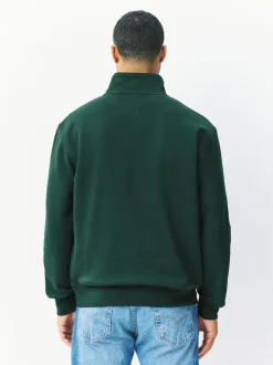 Green Quarter Zip Cotton Rich Jersey Sweatshirt