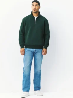 Green Quarter Zip Cotton Rich Jersey Sweatshirt
