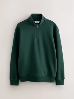 Green Quarter Zip Cotton Rich Jersey Sweatshirt
