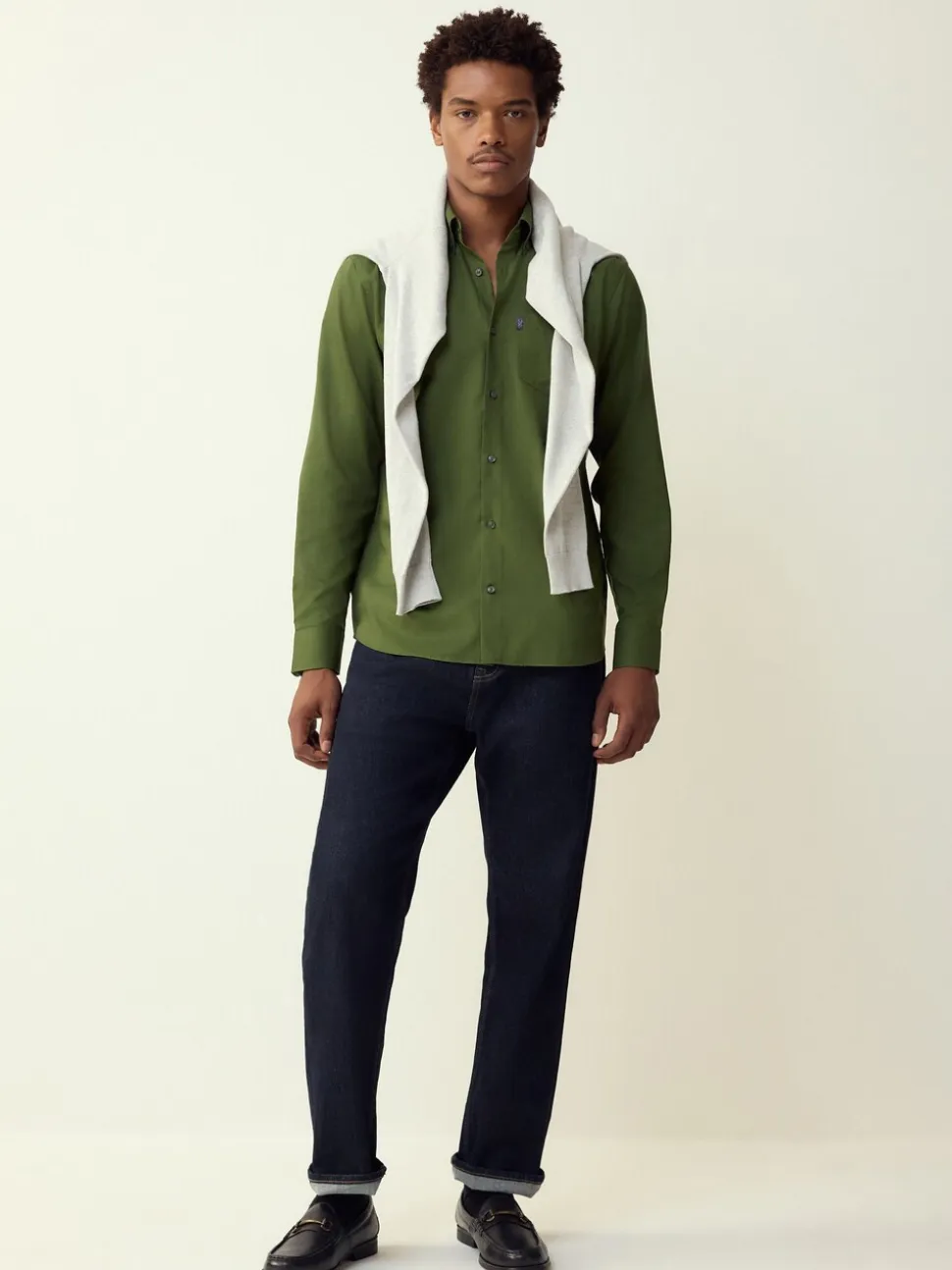 Green Regular Fit Button Down Easy Iron Oxford Shirt