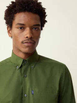 Green Regular Fit Button Down Easy Iron Oxford Shirt