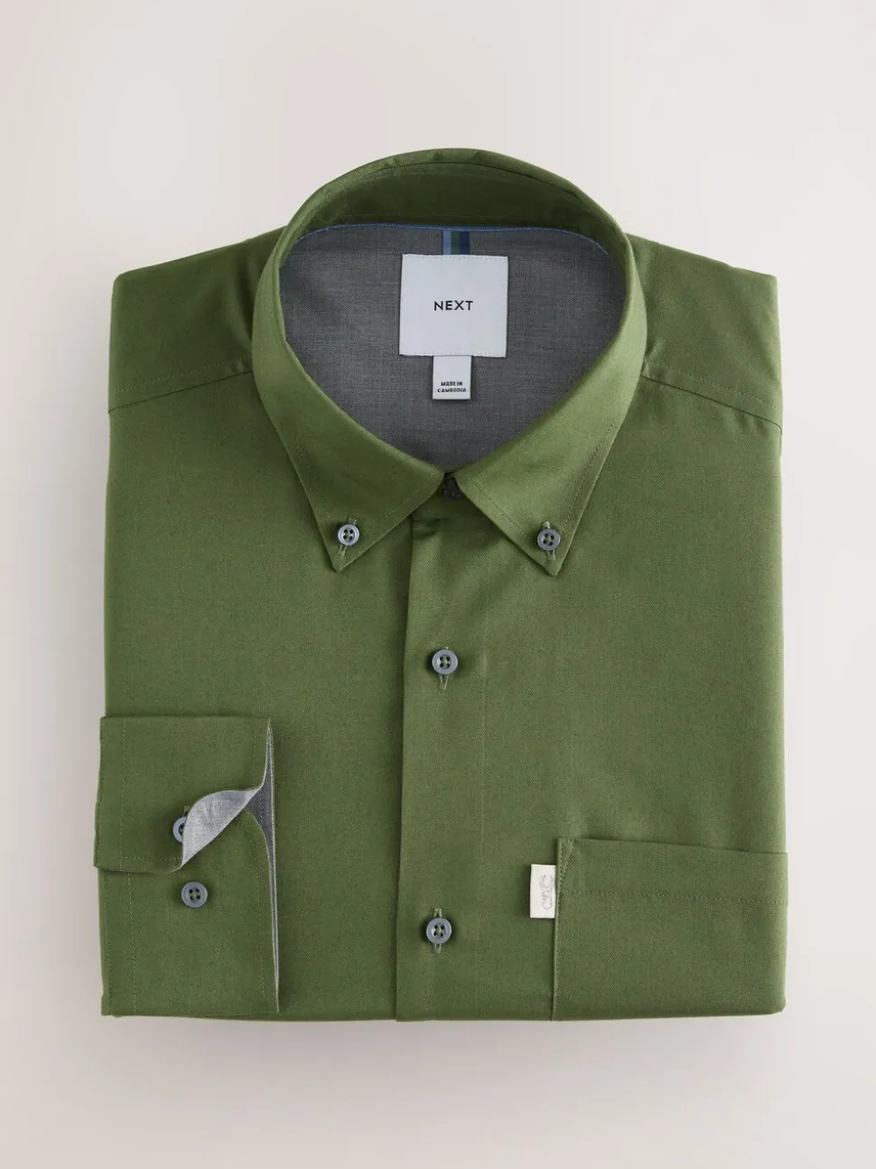 Green Regular Fit Button Down Easy Iron Oxford Shirt