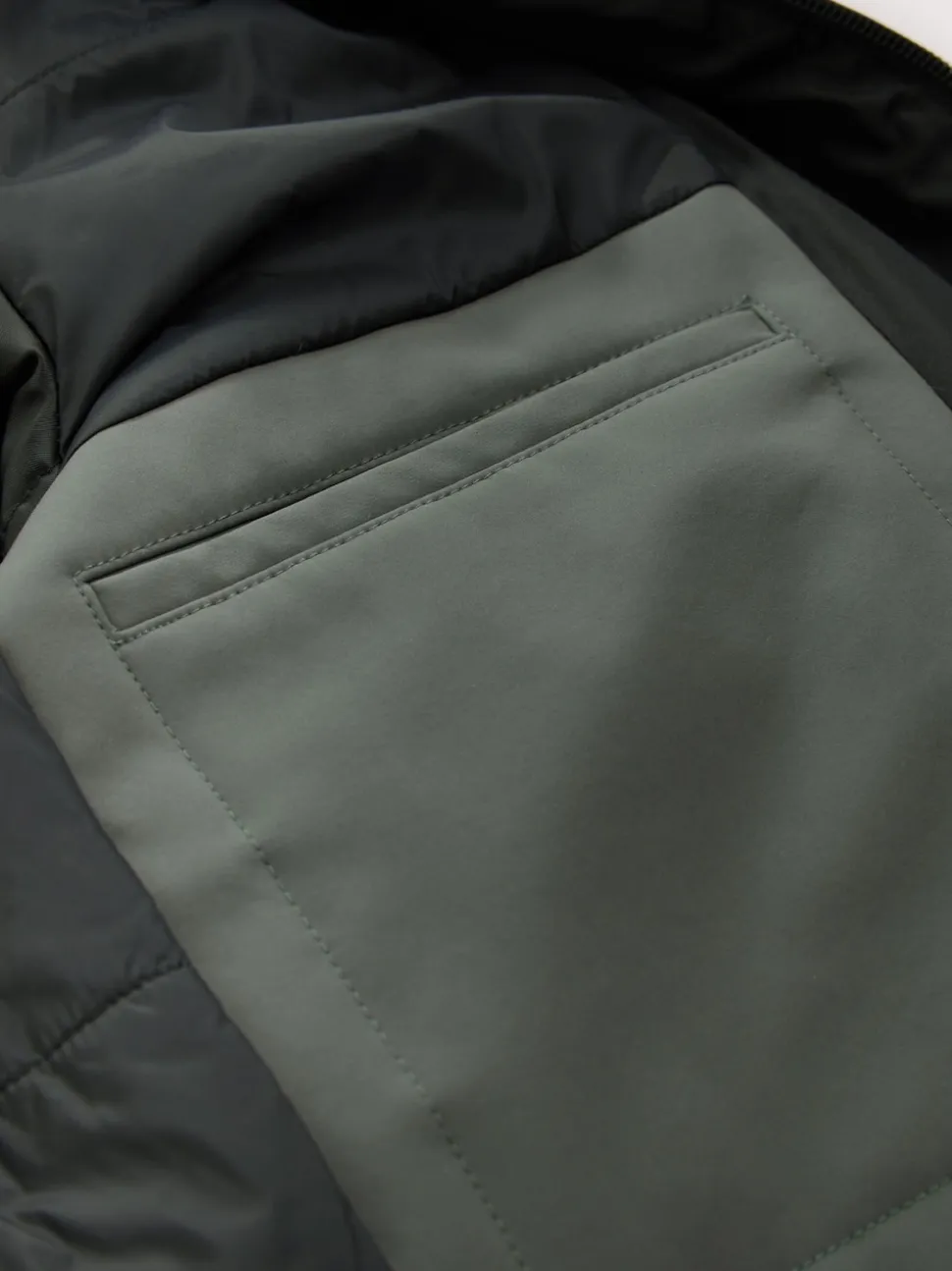 Green Regular Fit Drytech Waterproof Quilted Funnel Neck Coat