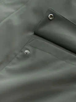 Green Regular Fit Drytech Waterproof Quilted Funnel Neck Coat