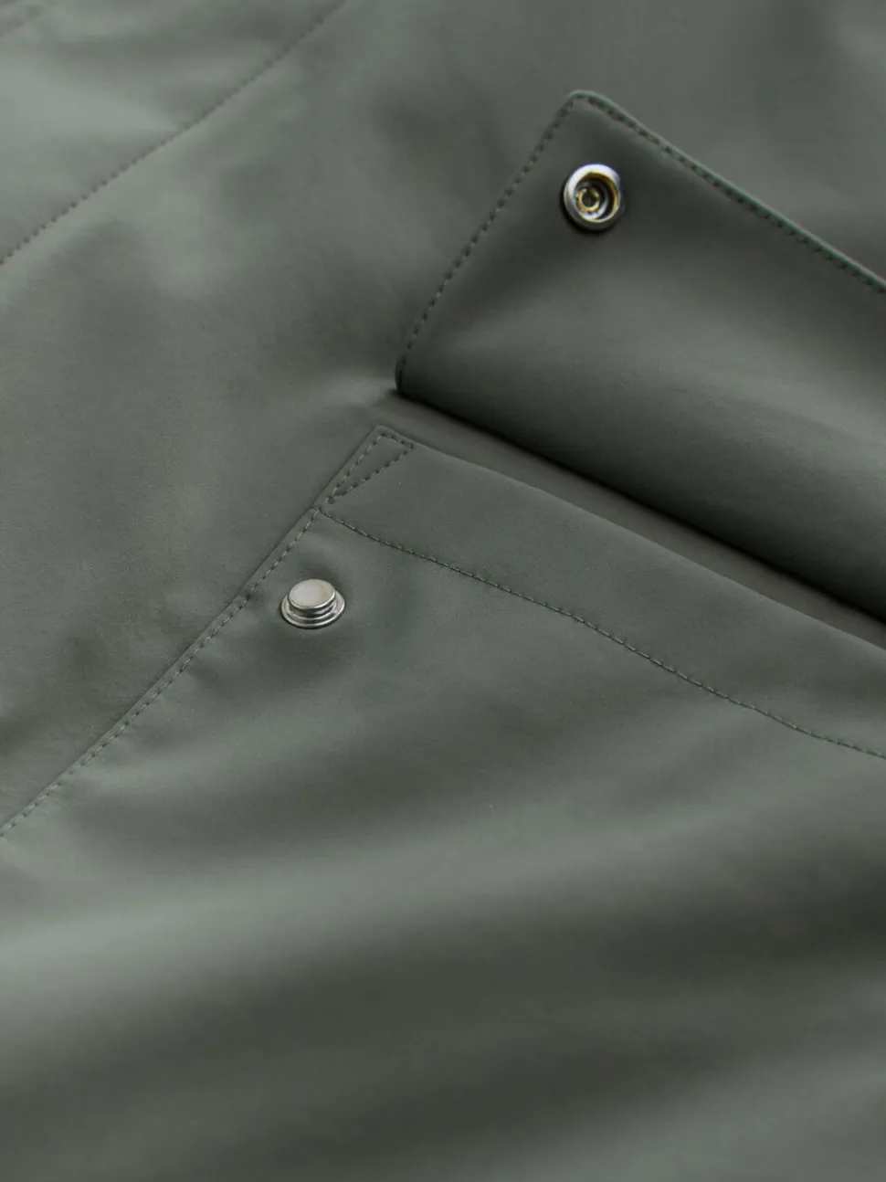 Green Regular Fit Drytech Waterproof Quilted Funnel Neck Coat