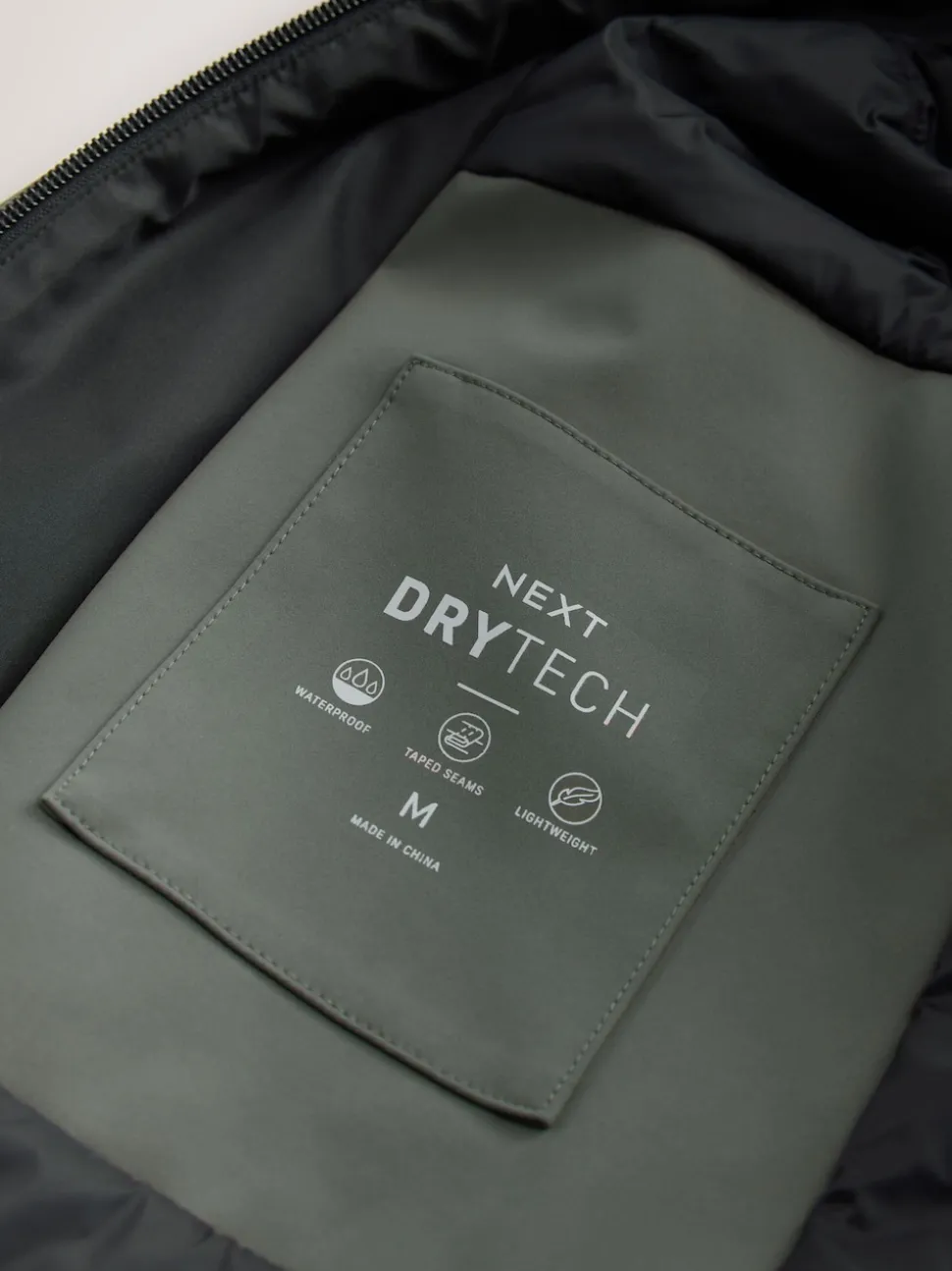 Green Regular Fit Drytech Waterproof Quilted Funnel Neck Coat