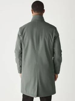 Green Regular Fit Drytech Waterproof Quilted Funnel Neck Coat