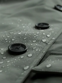 Green Regular Fit Drytech Waterproof Quilted Funnel Neck Coat