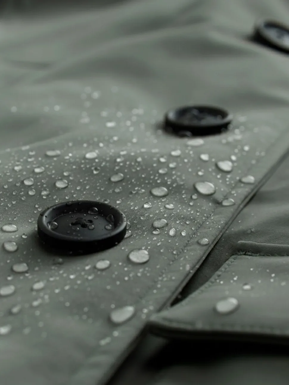 Green Regular Fit Drytech Waterproof Quilted Funnel Neck Coat