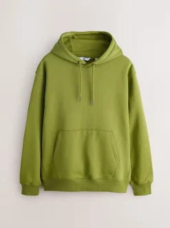 Green Regular Fit Heavyweight Cotton Rich Jersey Hoodie