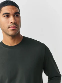 Green Regular Fit Long Sleeve Crew Neck T-Shirt