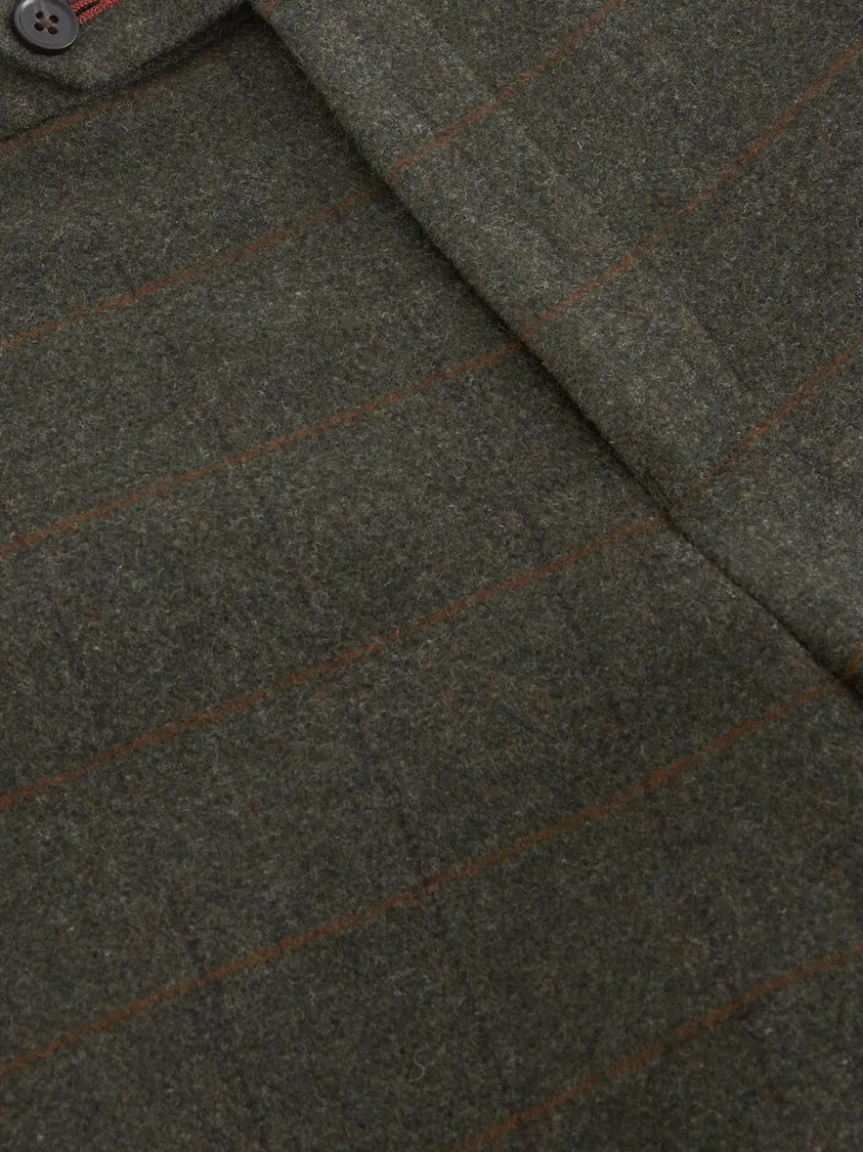 Green Regular Fit Nova Fides Italian Wool Blend Trimmed Check Suit Trousers