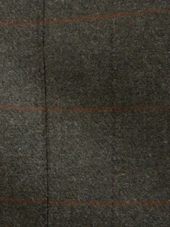Green Regular Fit Nova Fides Italian Wool Blend Trimmed Check Suit Waistcoat