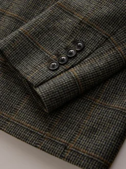 Green Regular Fit Signature Abraham Moon 100% Wool Tweed Check Suit Jacket