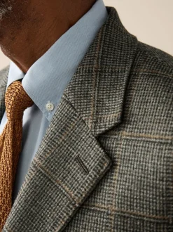 Green Regular Fit Signature Abraham Moon 100% Wool Tweed Check Suit Jacket