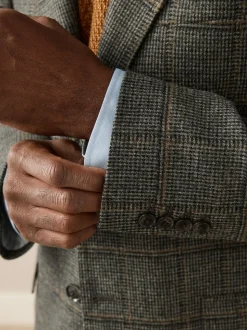 Green Regular Fit Signature Abraham Moon 100% Wool Tweed Check Suit Jacket