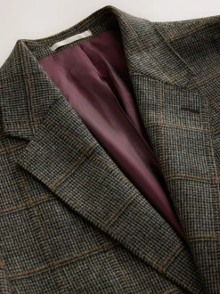 Green Regular Fit Signature Abraham Moon 100% Wool Tweed Check Suit Jacket