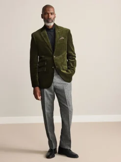 Green Regular Fit Signature Duca Visconti Italian Cord Blazer