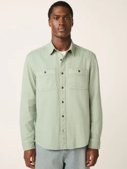 Green Regular Fit Textured Twin Pocket Long Sleeve Shirt