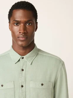 Green Regular Fit Textured Twin Pocket Long Sleeve Shirt